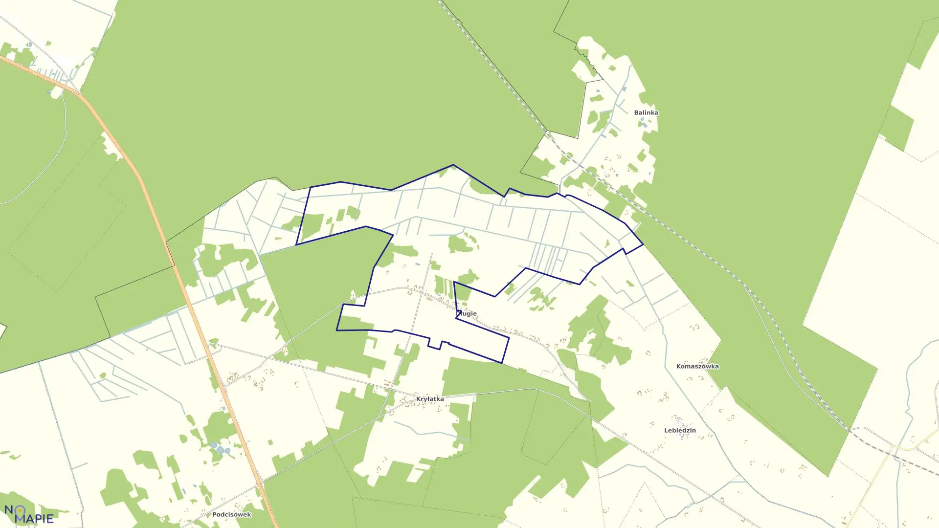 Mapa obrębu DŁUGIE w gminie Sztabin