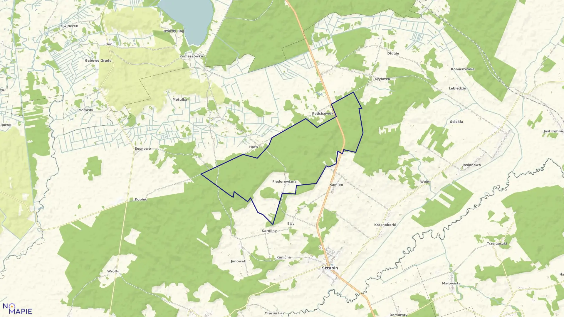 Mapa obrębu FIEDOROWIZNA w gminie Sztabin