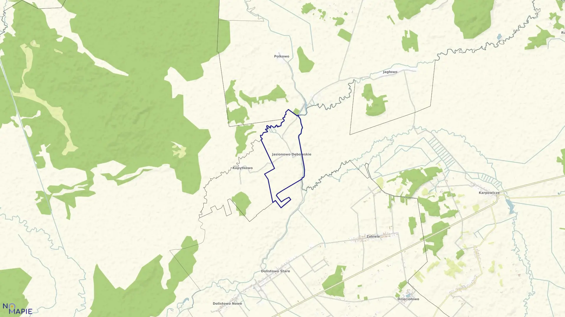 Mapa obrębu JASIONOWO DĘBOWSKIE w gminie Sztabin