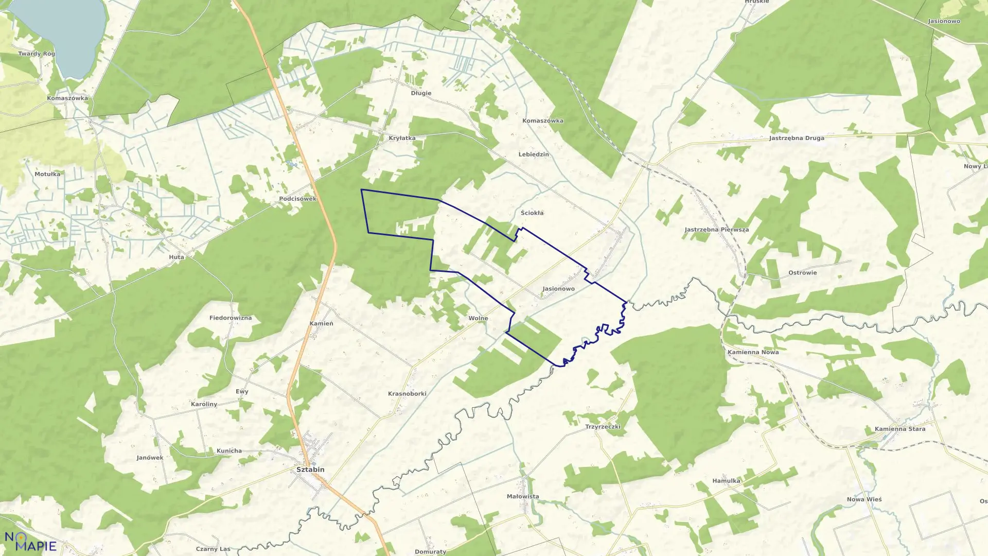 Mapa obrębu JASIONOWO KOŁO KRASNEGOBORU w gminie Sztabin