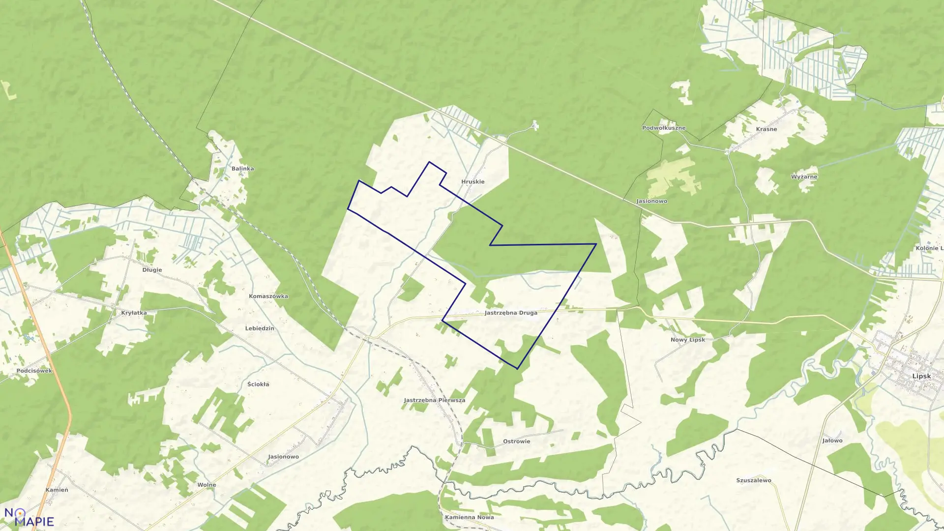 Mapa obrębu JASTRZĘBNA DRUGA w gminie Sztabin