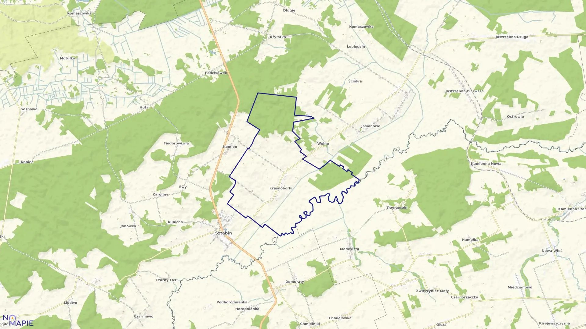 Mapa obrębu KRASNOBORKI w gminie Sztabin