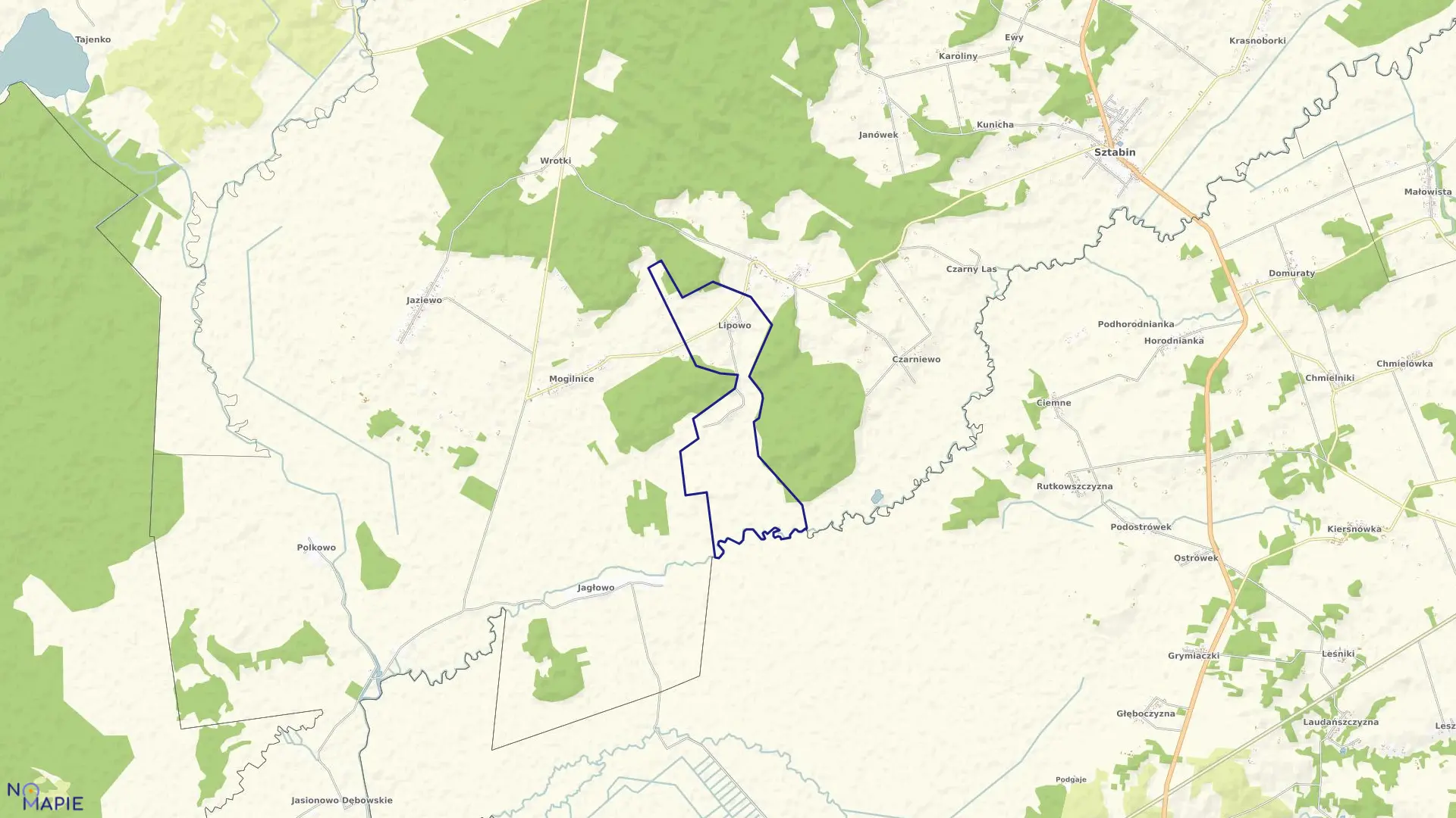 Mapa obrębu LIPOWO w gminie Sztabin