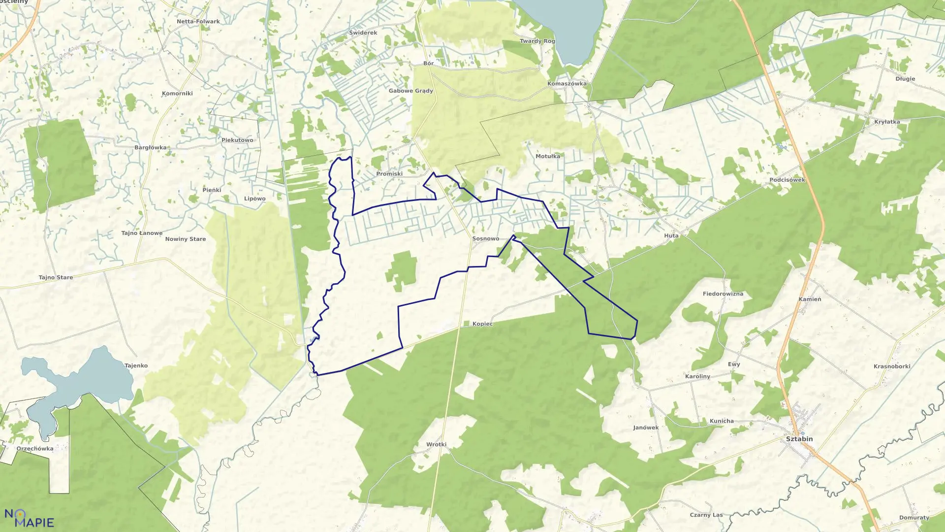 Mapa obrębu SOSNOWO w gminie Sztabin