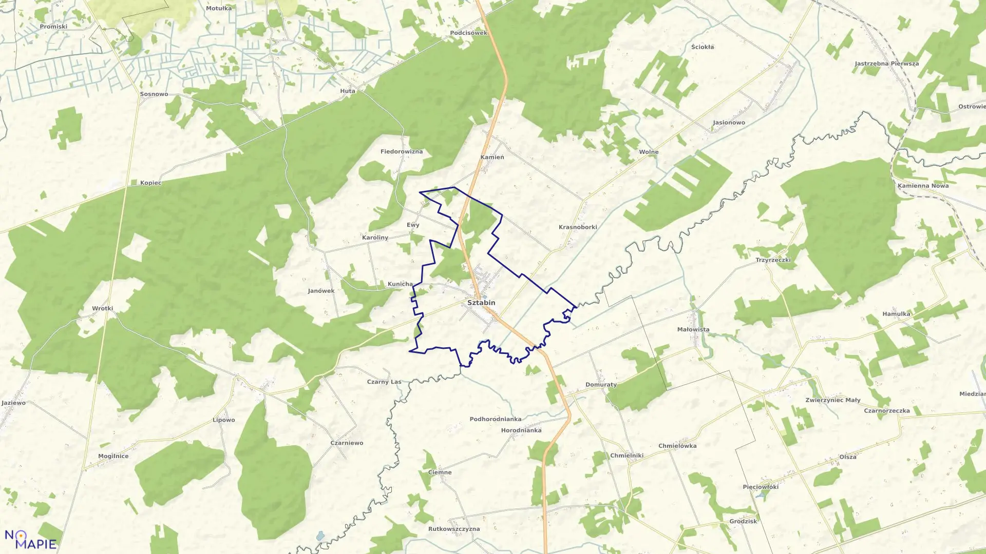 Mapa obrębu SZTABIN w gminie Sztabin