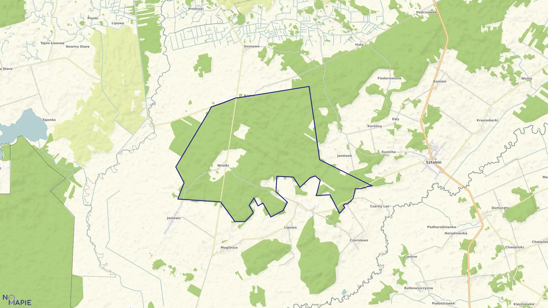 Mapa obrębu WROTKI w gminie Sztabin